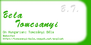 bela tomcsanyi business card